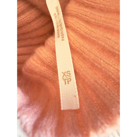 Free People So Low So High Cashmere Sweater Soft Peach XS FP Cropped Turtleneck - Picture 5 of 12